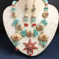 Vibrant Oceanic Beaded Necklace and Earrings Inspired by Coastal Elements