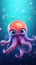 Vibrant Octopus Wallpaper for Kids. Generative AI