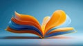 Vibrant Open Book with Colorful Orange and Blue Pages - Artistic Representation of Creativity and Knowledge Royalty Free Stock Photo