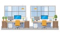 Vibrant Open Office: Productive Workplace and Team Collaboration, vector design Generative AI Royalty Free Stock Photo