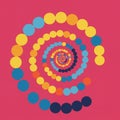 A vibrant optical illusion featuring a spiral pattern of colorful circles on a pink Royalty Free Stock Photo