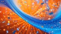 Vibrant Orange Background with Blue Swirl and Falling Confetti abstract Royalty Free Stock Photo
