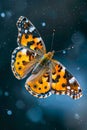 Vibrant Orange and Black Painted Lady Butterfly against a Starry Blue Background Royalty Free Stock Photo