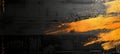 Vibrant orange brushstrokes on black background create visually striking composition