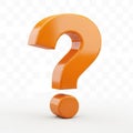 Orange 3d question mark symbol isolated on white background isolated on white background Royalty Free Stock Photo