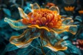 Vibrant Orange Dahlia Flower in Full Bloom with Intricate Petals and Lush Green Foliage Background for Beautiful Nature Inspired Royalty Free Stock Photo