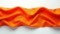 Vibrant orange fabric draped elegantly on a plain background, showcasing its smooth texture and rich hue. Generative AI Royalty Free Stock Photo