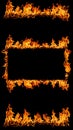 Vibrant Orange Flames Form a Fiery Rectangle Frame and Burning Horizontal Borders with Ample Copy Space on Black Royalty Free Stock Photo