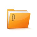 Vibrant orange folder with paperclip Royalty Free Stock Photo