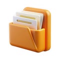 Vibrant orange folder with white documents isolated on white background Royalty Free Stock Photo