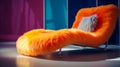 Vibrant Orange Furry Lounge Chair: Unreal Engine 5 Close-up