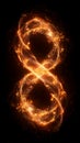 Glowing Orange Infinity Symbol on Black Background Royalty Free Stock Photo