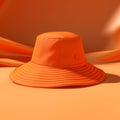 Vibrant Orange Hat 3d Render With Subtle Shading