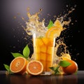 Vibrant Orange Juice Splash On Black Background Royalty Free Stock Photo