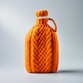 Vibrant Orange Knit Flask: A Captivating Still Life Photo