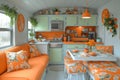 Charming Retro Kitchenette in a Vintage Campervan Royalty Free Stock Photo