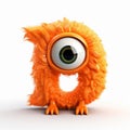 Vibrant Orange Monster With Quirky Features On White Background Royalty Free Stock Photo
