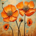 Vibrant Orange Poppies: A Stunning Painting By Jackson Mercedes Royalty Free Stock Photo