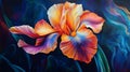 Vibrant Orange and Purple Iris Flower Painting Royalty Free Stock Photo