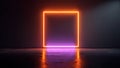Neon Neonframe: Orange Rectangular Neon Light in Modern Studio Royalty Free Stock Photo