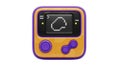 Retro handheld gaming device with pixelated cloud icon display Royalty Free Stock Photo