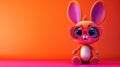 Vibrant orange rabbit with glasses on a pink-orange gradient background.