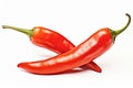 Fiery Duo: Captivating Dance of Two Vibrant Chili Peppers