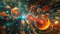 Vibrant orbs of light representing qubits in an artistic quantum computer environment