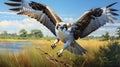 Vibrant Osprey In Hyper-realistic Photo: A Colorful Display Of Nature\'s Beauty