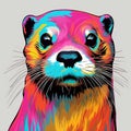 Colorful Otter In Pop Art Style - Graphic Design Illustration