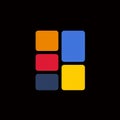 Vibrant Oud Bruin Logo With Mondrian-inspired Colors