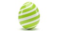 A vibrant oversized Easter egg in lime green with clean white stripes on a smooth glossy surface for a playful and elegant Royalty Free Stock Photo