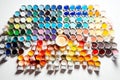 Vibrant Paint Cans and Color Palette Guide on White Backdrop (AI Generated) Royalty Free Stock Photo