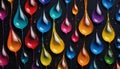 Vibrant Paint Droplets on Dark Surface Royalty Free Stock Photo