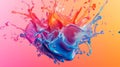 Vibrant Paint Splash: Blue Orange Pink Explosion Royalty Free Stock Photo