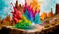 Vibrant Paint Splash: A Surreal Symbolism In Bryce 3d