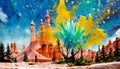 Vibrant Paint Splash: A Surreal Symbolism In Bryce 3d