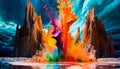 Vibrant Paint Splash: A Surreal Symbolism In Bryce 3d