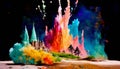 Vibrant Paint Splash: A Surreal Symbolism In Bryce 3d