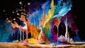 Vibrant Paint Splash: A Surreal Symbolism In Bryce 3d