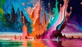 Vibrant Paint Splash: A Surreal Symbolism In Bryce 3d