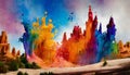 Vibrant Paint Splash: A Surreal Symbolism In Bryce 3d