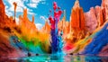 Vibrant Paint Splash: A Surreal Symbolism In Bryce 3d