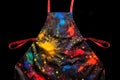 vibrant paint splashes on apron against a black background Royalty Free Stock Photo
