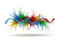 Vibrant paint splashes create a dynamic and colorful abstract wave on a white background Royalty Free Stock Photo