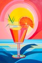 Vibrant paint strokes, setting the perfect scene for tropical cocktails