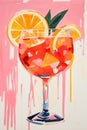 Vibrant paint strokes, setting the perfect scene for tropical cocktails