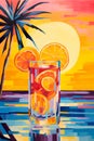 Vibrant paint strokes, setting the perfect scene for tropical cocktails
