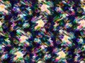 Vibrant painterly dark glitch flower seamless pattern. Vivid digital psychedelic rainbow color backdrop texture. Bold
