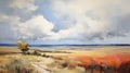 Endless Sandy Landscape: A Delicate Oil Painting Inspired By Suffolk Coast Views